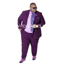 Large Big Size Custom Made Purple Two Button Men Suits/Business Formal Wedding Groom Wear/Jacket Blazer For Men 2piece Coat+Pant 2024 - buy cheap