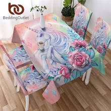BeddingOutlet Unicorn Rose Tablecloth Floral Table Cover Home Decoration 3D Print Rectangular Waterproof Table Cloth Drop Ship 2024 - buy cheap