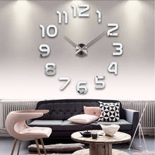 Relógio de parede 3d acrílico espelhado, relógio grande de parede decorativo de quartzo com design moderno, novo, 2021 2024 - compre barato
