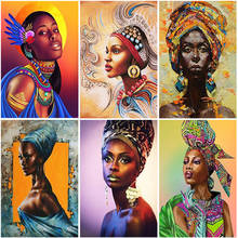 Pintura de diamante 5D DIY de mujer africana, bordado de diamantes de dibujos animados, punto de cruz, decoración del hogar, arte de pared, regalo 2024 - compra barato