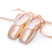 31-42W Satin Canvas Pointe Shoes with Ribbon and Gel Toe Pad Girls Women's Pink Professional Ballet Dance 2024 - buy cheap