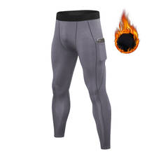 Secagem rápida calças de treinamento do esporte dos homens ginásio compressão correndo apertado veludo calças moletom jogging workout legging activewear 2024 - compre barato