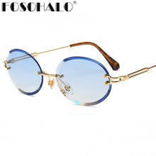 2020 Rimless Round Sunglasses Women Brand Designer Sun Glasses Oval Steampunk Sunglasses Female Lady Fashion Glasses Punk UV400 2024 - buy cheap