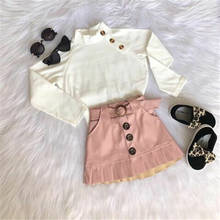 Fashion Toddler Baby Kids Girl Clothes Sets 1-6Y Autumn Winter White Knit Tops Sweaters+Button Mini Skirt Warm Outfits Set 2024 - buy cheap