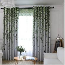 Cortinas blackout para sala de estar, folhas verdes, de poliéster, para sala de estar, decoração 2024 - compre barato