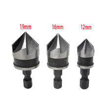 90 Degree 1/4 Hex Shank Drill Bit 3pcs/set 5 Flute 12mm 16mm 19mm Woodworking Chamfer Counter Sink Chamfering Debur Countersink 2024 - buy cheap