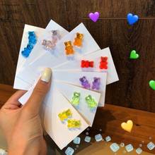 Creative Handmade Transparent Colorful Little Bears Earring Studs for Women Girls Cartoon Resin Jelly Bears Funny Animal Jewelry 2024 - buy cheap