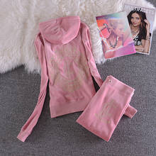 Spring Two Piece Women's Velvet Hoodie Women's Fitness Suit Casual Sweatshirt Pink Suit S-XL 2024 - buy cheap