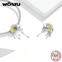 Wostu New Rainbow Smile Beads 925 Sterling Silver Colorful Charm Fit Original Bracelet For Women Fine Making Jewelry Gift FNC418 2024 - buy cheap