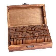 Carimbos de madeira com letras do alfabeto, 70 peças, multiuso, conjunto de caixa de madeira 2024 - compre barato