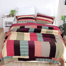 Edredón de retazos de calidad, Juego de 3 piezas, colchas para cama con 2 fundas de almohada, manta gruesa de algodón, tamaño King 2024 - compra barato