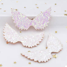 12Pcs 6CM Glitter Fabric White Iridescence Patches Angel Wing Padded Appliques for DIY Headwear Accessories Crafts Ornament L66 2024 - buy cheap