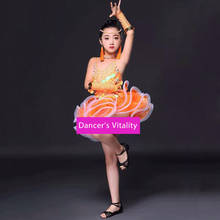 New Latin Dance Competition Clothes Children Female Adult Upscale Dress Performance Diamond Sequins Dance Clothing 2024 - buy cheap