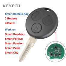 Keyecu-mando a distancia para coche, 3 botones, 433MHz, para Smart Fortwo Forfour Roadster City Passion 2000, 2001, 2002, 2003, 2004, 2005 2024 - compra barato