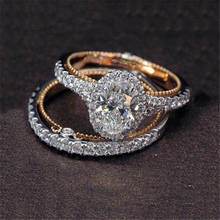 2020 кольцо из розового золота с цирконием, набор для женщин, ювелирное изделие, серебристые кольца на палец, женские модные большие кольца, женское очаровательное обручальное кольцо, Femme 2024 - купить недорого
