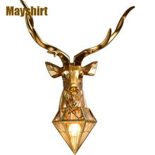 Gold Antler Wall Lamp Vintage Resin Deer Wall Sconce Light Fixtures Home Bedroom Lights Bathroom Mirror Light Industrial Decor 2024 - buy cheap