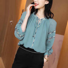 2020 Spring Summer Casual Womens 3/4 Lantern Sleeve Blue Embroidery Imitation Silk Top Blouse , Woman 3xl Blouses Shirts 2024 - buy cheap