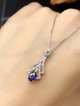 Natural blue sapphire gemstone necklace for women silver jewelry genuine natural gem fine jewelry birthday party gift free ship 2024 - buy cheap