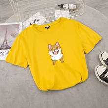Cute Dog Print T Shirt Women Summer Short Sleeve O Neck Top White Cotton T-shirt Korean Clothing Casual Streetwear Ropa Mujer 2024 - buy cheap