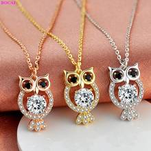 BOCAI 100% Real Sterling Silver S925 Necklace Pendant Owl Inlaid Zircon Color Gold Pure Argentum Elegant Neck Chain For Women 2024 - buy cheap