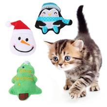 Brinquedo interativo macio de mordida para gato, durável, árvore de natal, boneco de neve, pinguim, animal de estimação, mastigar, catnip, venda imperdível 2024 - compre barato