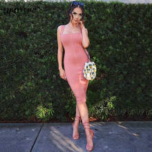 Vestido Bandage de verano para mujer, vestido rosa Sexy sin mangas con tirantes, Bodycon para fiesta de noche de celebridades, 2021 2024 - compra barato