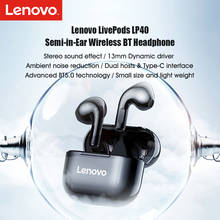 ¡Entrega rápida! Lenovo-auriculares inalámbricos LivePods LP40, dispositivo de audio TWS, BT5.0, estéreo, con reducción de ruido, manos libres y micrófono HD 2024 - compra barato