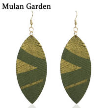 M & G-pendientes colgantes de pluma verde para mujer, aretes de hoja de oro amarillo púrpura, accesorios de joyería de moda, regalos de gota de oreja 2024 - compra barato
