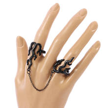 Harajuku Flame chain Double Ring for women men Hip Hop Fashion Chain Adjustable Finger Rings Street Style Cool Jewelry Party 2024 - buy cheap