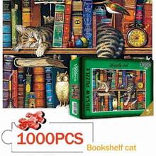 1000 Pieces Adult Kids DIY Animal Landscape Geometric Puzzles Bookshelf Small Cat Owl Jigsaw Puzzles Interesting Educational Toy 2024 - buy cheap