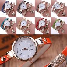 Women's Fashion Thin Faux Leather Band Clock Rhinestone Dial Analog Quartz Wrist Watch with diamond pendant with drill dial Ladi 2024 - buy cheap