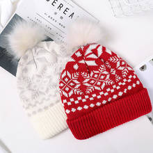 Female Autumn And Winter Christmas Series Letter Elk Knitted Hat Acrylic Wool Ball Woolen Hat Christmas Party Xmas Costume 2024 - buy cheap