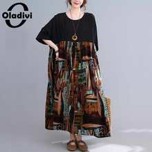 Oladivi-Vestido largo con estampado de retazos para mujer, ropa de gran tamaño, a la moda, talla grande 4XL, 5XL, 6XL, 8XL 2024 - compra barato