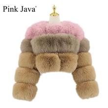 Jaqueta feminina rosa java qc20033, casaco de pele de raposa real personalizado, cor natural e personalizada, jaqueta fashion para inverno, colete de pele 2024 - compre barato