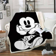 Disney-Manta de tela Polar para niños y niñas, cobertor cálido para sofá, cama, ropa de cama, Minnie, Mickey, 3D 2024 - compra barato