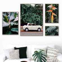 Wall Art Canvas Painting Flower Monstera Palm Leaf Banana Leaf car Nordic Posters And Prints Plant Wall Pictures For Living Room 2024 - buy cheap