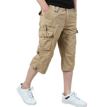 Summer Men's Casual Cotton Cargo Shorts Overalls Long Length Multi Pocket Hot breeches Military Capri Pants Male Tactical Short 2024 - buy cheap
