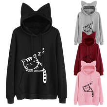 Cute Women Hoodies Sweatshirt Kawaii Winter Cat Pattern Long Sleeve Moletom Hooded Sweatshirts Ear Hooed Mujer 2024 - buy cheap