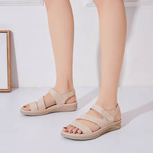 Summer comfortable soft bottom flat heel female sandals casual large size low heel non-slip lightweight beach women sandals 2024 - buy cheap