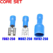 50pcs 6.3mm 16-14AWG Female Male Electrical Wiring Connector Insulated Crimp Terminal Spade Blue FDFD2-250 MDD2-250 2024 - buy cheap