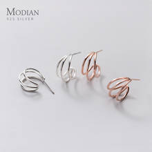 Modian Fashion Simple 925 Sterling Silver Geometric Three Line Stud Earring for Women Anti-Allergy Ear Pin Fine Jewelry 2020 New 2024 - buy cheap