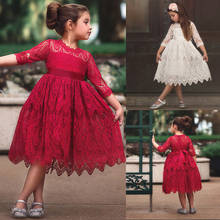 Осенне-зимнее кружевное платье с вышивкой для девочек; Детские платья с длинными рукавами и цветочным рисунком для девочек; Рождественский костюм принцессы на новый год 2024 - купить недорого