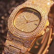 Роскошные стразы женские часы золотые часы для женщин сталь модные элегантные женские часы кварцевые браслет наручные часы reloj mujer 2024 - купить недорого