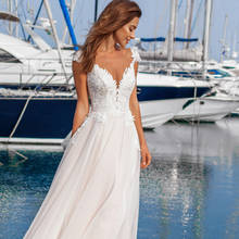 Simple Scoop Cap Sleeves Wedding Dress Bohemian Lace Sexy Back Summer Beach Bridal Gowns Customized Vestido de Novia 2024 - buy cheap