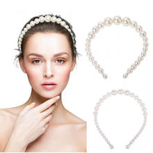 Diadema de perlas grandes de lujo para mujer, diadema elegante con personalidad salvaje, turbante con bisel, tocado para niña 2024 - compra barato