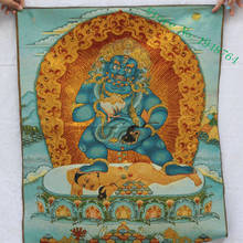 36 pulgadas tibet, budismo bordado de seda amarillo Jambhala riqueza Dios pintura de thangka Mural 2024 - compra barato