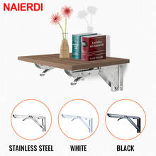 NAIERDI 2PCS Black White Triangle Bracket Wall Mount Support Stainless Steel Folding Angle Bracket For Shelf, Bench, Table 2024 - buy cheap