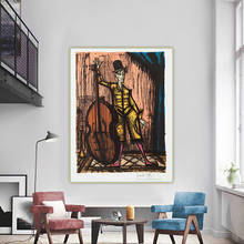 Bernard Buffet《Clown And Double Bass》Canvas Oil Painting Artwork Poster Picture Wall Hanging Decor Home Living Room Decoration 2024 - buy cheap