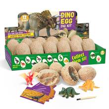 12 шт. детский Динозавр яйцо копать набор "раскопки" Археология обучающая игрушка-пазл Детские обучающие игрушки для детей подарок 2024 - купить недорого