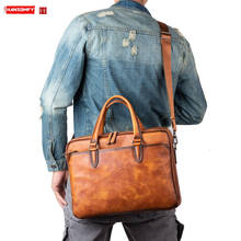 Business Leather Men briefcase Handbags large capacity 14 inch laptop bag portable shoulder messenger travel bags 2022 NEW 2024 - buy cheap